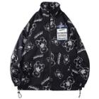 Stand Collar Bear Print Jacket