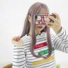 Letter Applique Striped Long Sleeve Knit Top