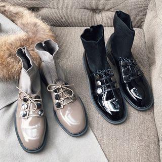 Mock Two-piece Lace Up Loafers