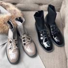 Mock Two-piece Lace Up Loafers