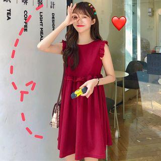 Sleeveless Mini Ruffle Trim Dress