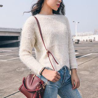 Crew Neck Wave Hem Sweater