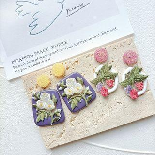 Flower Embroidered Dangle Earring