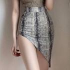 Snake Skin Print Mini Fitted Skirt
