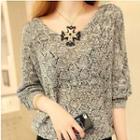 Loose-fit Batwing-sleeve Knit Top