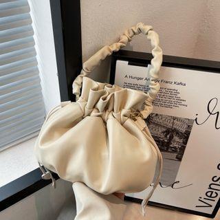 Drawstring Top Handle Bucket Bag
