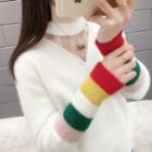 Lace Panel Color Block Sweater