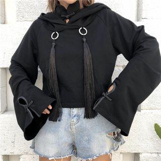 Tassel Hoodie Black - One Size