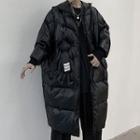 Doll Charm Hooded Padded Midi Coat Black - One Size