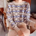Round-neck Patterned Furry Sweater