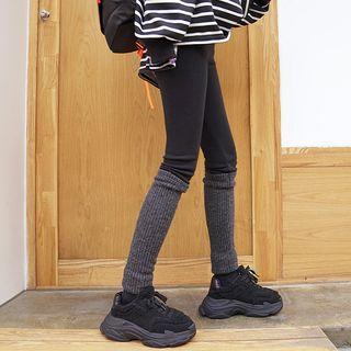 Rib-panel Fleece-lined Leggings