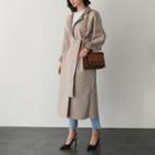 Notched-lapel Open-front Coat With Sash
