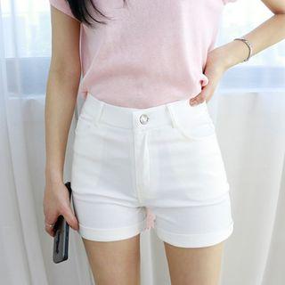 Petite Size High-rise Roll-up Hem Shorts