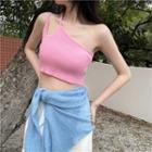 One-shoulder Knit Cropped Camisole Top