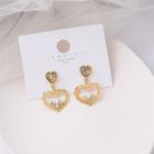 Rhinestone Heart Earring 1 Pair - E2886 - As Shown In Figure - One Size