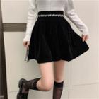 High Waist Rhinestone Velvet Mini A-line Skirt