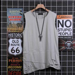 Asymmetric Ripped Tank Top