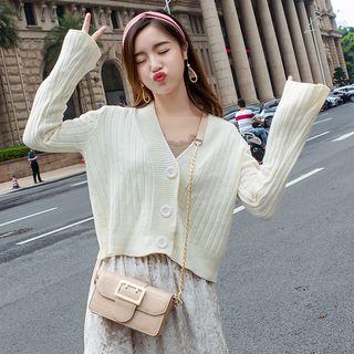 Cropped V-neck Buttoned Cardigan