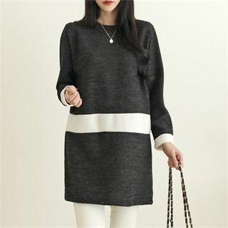 Two-tone Fleece Shift Minidress