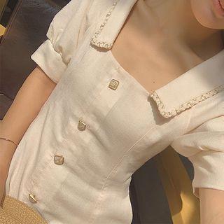 Peter Pan Collar Short-sleeve Plain Dress