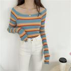 Long-sleeve Striped T-shirt Blue & Yellow - One Size