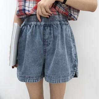 Washed Denim Shorts Blue - One Size