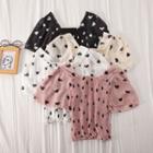 Puff-sleeve Heart Print Top