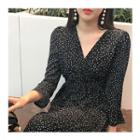 Dotted Wrap-front Long Dress