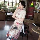 Print Short-sleeve Cheongsam / Wide Leg Pants