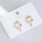 Flower Rhinestone Drop Earring 1 Pair - Gold - One Size