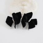 Faux Pearl Bow Headpiece Silver & Black - One Size
