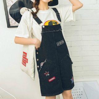 Applique Short Denim Pinafore
