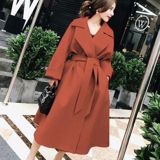 Long Notch-lapel Tie-waist Coat