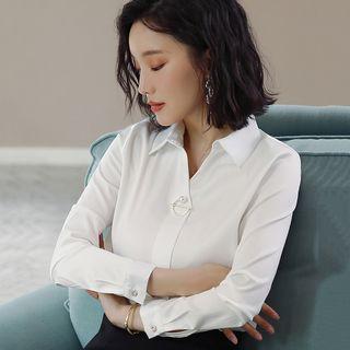 Long-sleeve Chiffon Shirt / Pencil Skirt / Set