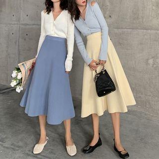 Set: V-neck Top + A-line Skirt