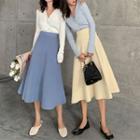 Set: V-neck Top + A-line Skirt