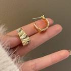 Alloy Hoop Earring Stud Earring - 1 Pair - S925 Silver Stud - Gold - One Size
