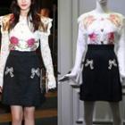 Embroidered Lace Blouse / A-line Skirt