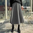 Plus Size Band-waist Accordion-pleat Herringbone Skirt