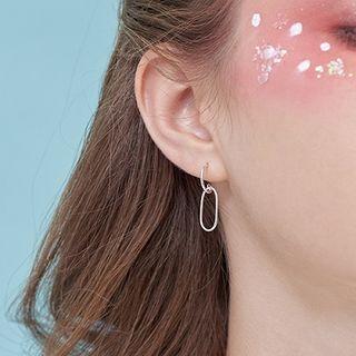 Oval Drop Earring 1 Pair - Silver - One Size
