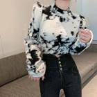Long-sleeve Mock-neck Tie Dye Top