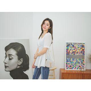 Short-sleeve Tie-back Peplum Top