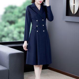 Long-sleeve Double Breasted A-line Blazer Dress