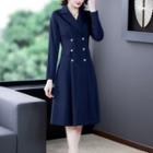 Long-sleeve Double Breasted A-line Blazer Dress