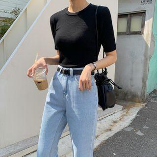Crewneck Slim-fit Ribbed T-shirt