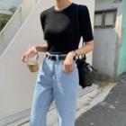 Crewneck Slim-fit Ribbed T-shirt