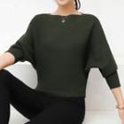Batwing Sleeve Boatneck Knit Top