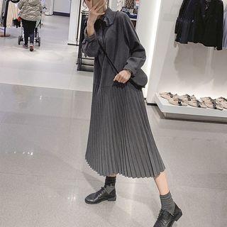 Accordion Pleat Midi Shirtdress