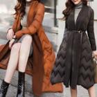 Shawl Collar A-line Padded Long Coat