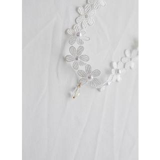 Flower-lace Choker White - One Size